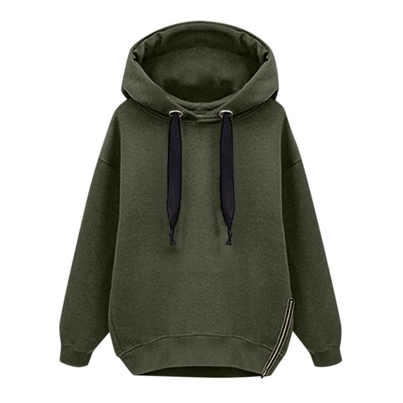 Hoodies Sweatshirt for Women Long Sleeves Army Green Pullover Sweatshirt Oversized Fall Basics Size S