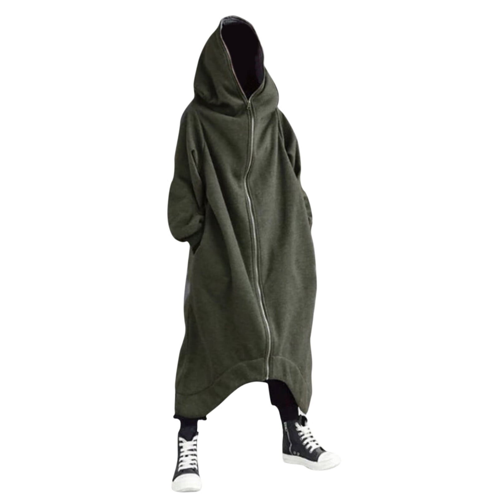 Hoodies Sweatshirts for Men Men's Solid Color Personality Dark Style Full  Body Zipper Long Hooded Sweater Jacket cotton Jackets Casual for Women  Green - Walmart.com