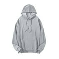 thumbnail image 1 of Hoodies Sweatshirts for Men Plus Size Lightweight Drawstring Long Sleeve Pullover Tops Casual Solid Fall Winter Fashion Hooded Sweatshirt with Pockets, 1 of 6
