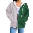 thumbnail image 1 of Hoodies Sweatshirts for Womens Zip Up Oversized Colorblock Hooded Sweaters Y2K Trendy Clothes 2025 Fall Winter Casual Loose Sweatshirt Jackets Open Front Drop Shoulder Long Sleeve Hoody Tops, 1 of 5