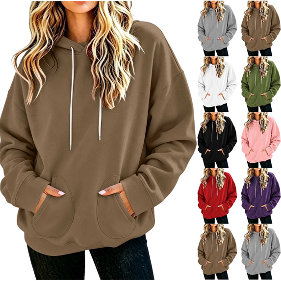 Hoodies Sweatshirts for Womens Soft Cute Long Sleeve Pullover Shirts Pocket Loose Fit Solid Casual Outfits 2026 Fall Winter