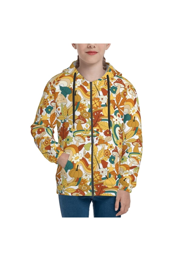 Hoodies for Teen Girls Boys - 70s Groovy Hippie Warm Boys' Fashion Zip Up Hoodies & Sweatshirts, Boys Girls Kids Clothes Size 14-16 Youth Pullover with Kangaroo Pocket