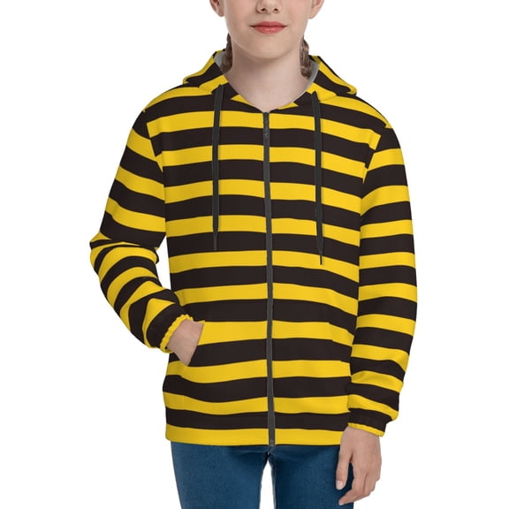 Hoodies for Teen Girls Boys - Bee Stripe Warm Boys' Fashion Zip Up Hoodies & Sweatshirts, Boys Girls Kids Clothes Size 7-8 Youth Pullover with Kangaroo Pocket