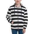 thumbnail image 1 of Hoodies for Teen Girls Boys, Black And White Stripes Long Sleeve Youth Kids Essentials Zip Up Hoodie, Lghtweight Fashion Hoodies & Sweatshirts Jacket Fall Winter Outfits Tops, 1 of 5