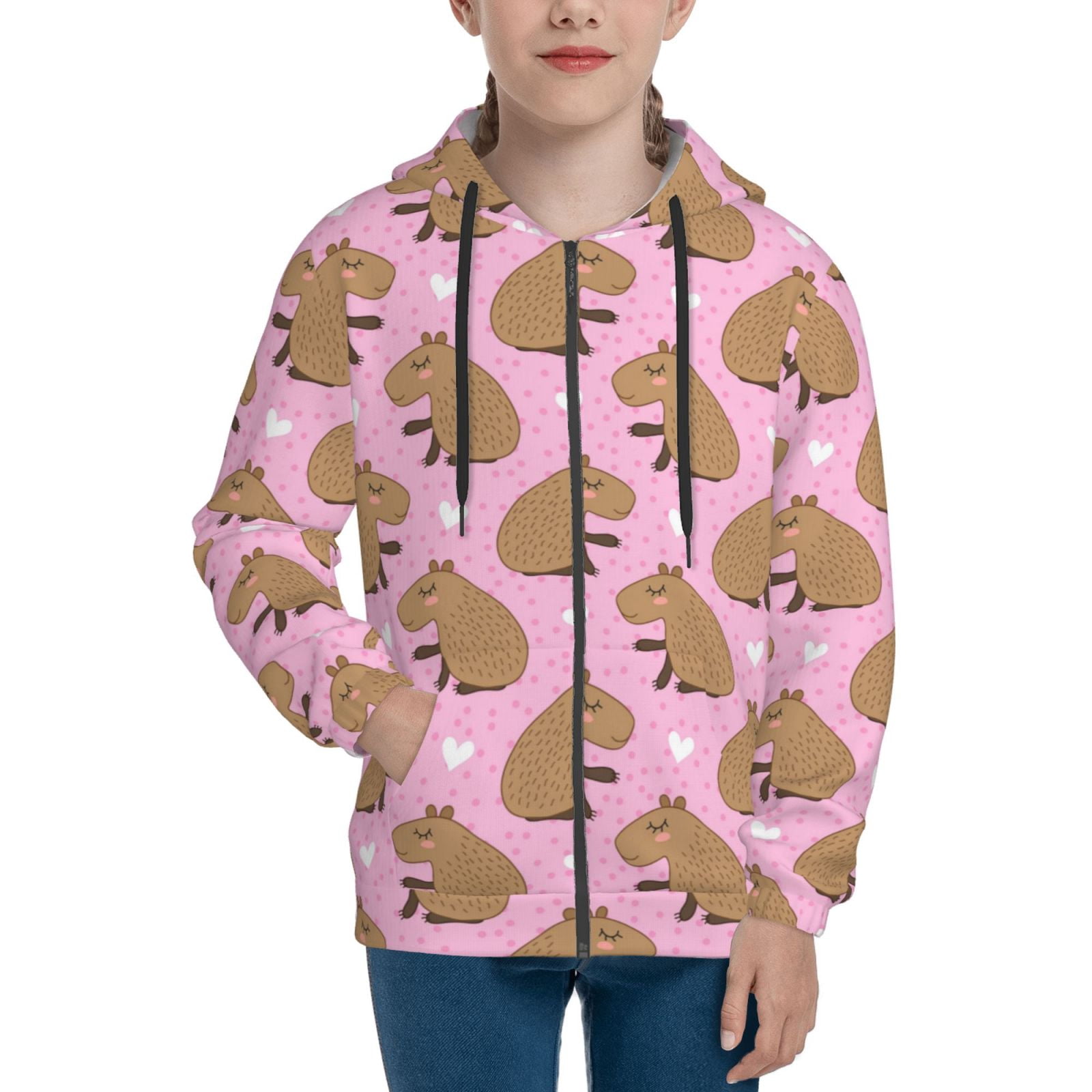 Generisch meisjes hoodies & sweatshirts Schattige kaaiman-print pullover met lange mouwen en capuchon met zak voor kinderen, casual outfit voor de winter, grijs, 12-13 Jaar