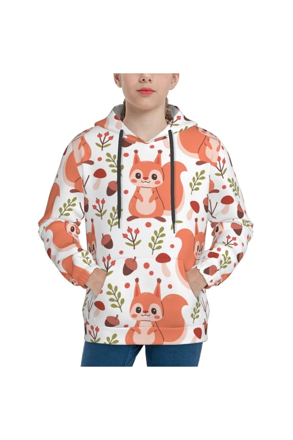 Hoodies for Teen Girls Boys - Cartoon Cute Squirrel Pine Cone_B Warm Boys' Fashion Hoodies & Sweatshirts, Boys Girls Kids Clothes Size 7-8 Youth Pullover with Kangaroo Pocket