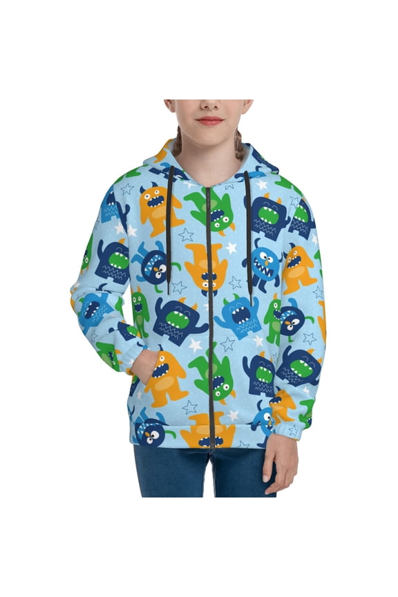 Hoodies for Teen Girls Boys - Cartoon Monster Warm Boys' Fashion Zip Up Hoodies & Sweatshirts, Boys Girls Kids Clothes Size 14-16 Youth Pullover with Kangaroo Pocket