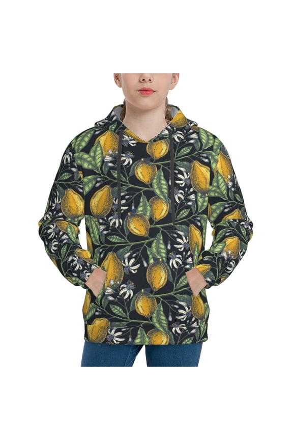 Hoodies for Teen Girls Boys - Citrus Fruits Elegant Lemons Warm Boys' Fashion Hoodies & Sweatshirts, Boys Girls Kids Clothes Size 14-16 Youth Pullover with Kangaroo Pocket