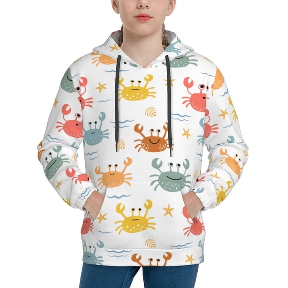 Hoodies for Teen Girls Boys - Colorful Crabs Warm Boys' Fashion Hoodies & Sweatshirts, Boys Girls Kids Clothes Size 18-20 Youth Pullover with Kangaroo Pocket