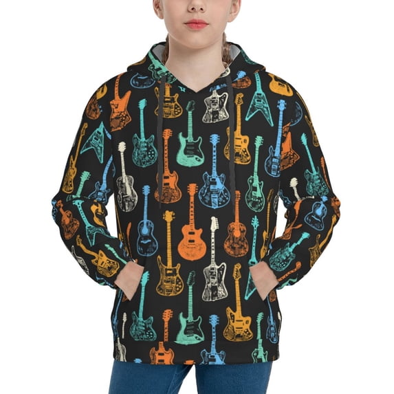 Hoodies for Teen Girls Boys - Colorful Guitar Warm Boys' Fashion Hoodies & Sweatshirts, Boys Girls Kids Clothes Size 7-8 Youth Pullover with Kangaroo Pocket