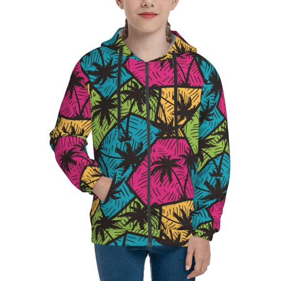Hoodies for Teen Girls Boys - Colorful Hawaiian Style Warm Boys' Fashion Zip Up Hoodies & Sweatshirts, Boys Girls Kids Clothes Size 14-16 Youth Pullover with Kangaroo Pocket