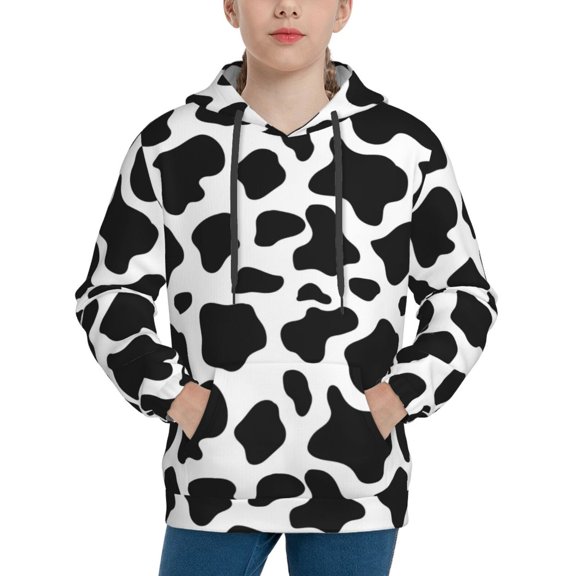Hoodies for Teen Girls Boys - Cow print pattern Warm Boys' Fashion Hoodies & Sweatshirts, Boys Girls Kids Clothes Size 10-12 Youth Pullover with Kangaroo Pocket