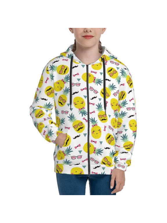 Hoodies for Teen Girls Boys - Cute Bow Tie Pineapple Warm Boys' Fashion Zip Up Hoodies & Sweatshirts, Boys Girls Kids Clothes Size 10-12 Youth Pullover with Kangaroo Pocket