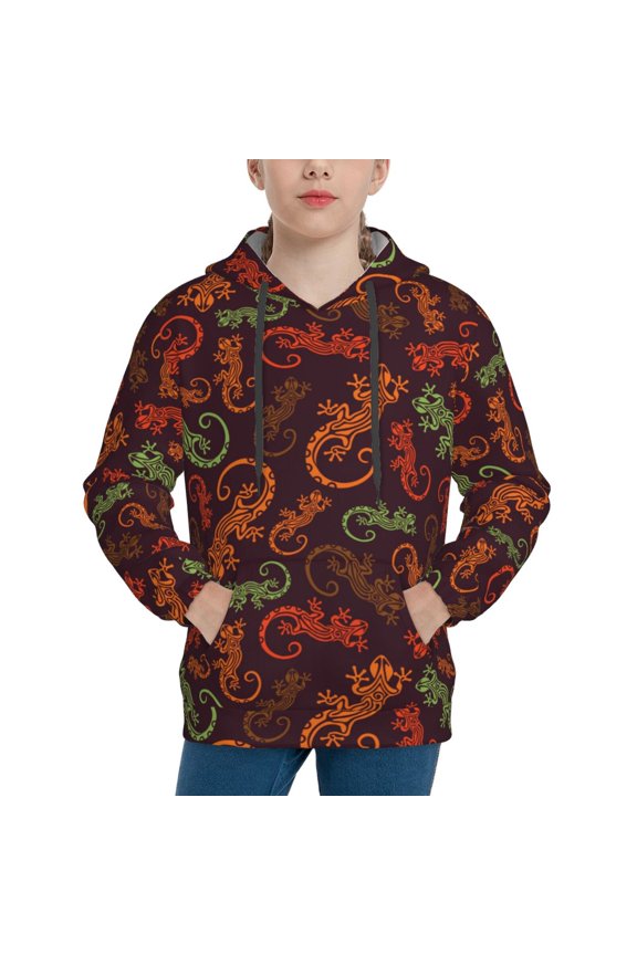 Hoodies for Teen Girls Boys - Cute Gecko Lizard Exotic Warm Boys' Fashion Hoodies & Sweatshirts, Boys Girls Kids Clothes Size 7-8 Youth Pullover with Kangaroo Pocket
