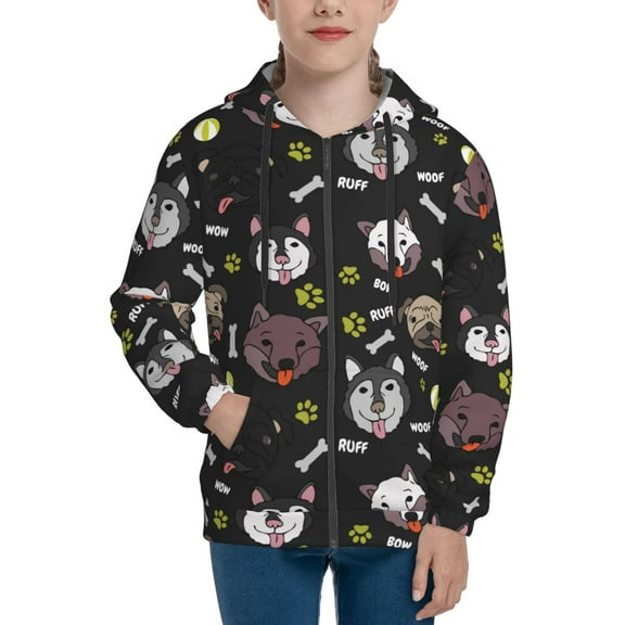 Hoodies for Teen Girls Boys - Cute Husky French Bulldog Funny Warm Boys' Fashion Zip Up Hoodies & Sweatshirts, Boys Girls Kids Clothes Size 18-20 Youth Pullover with Kangaroo Pocket
