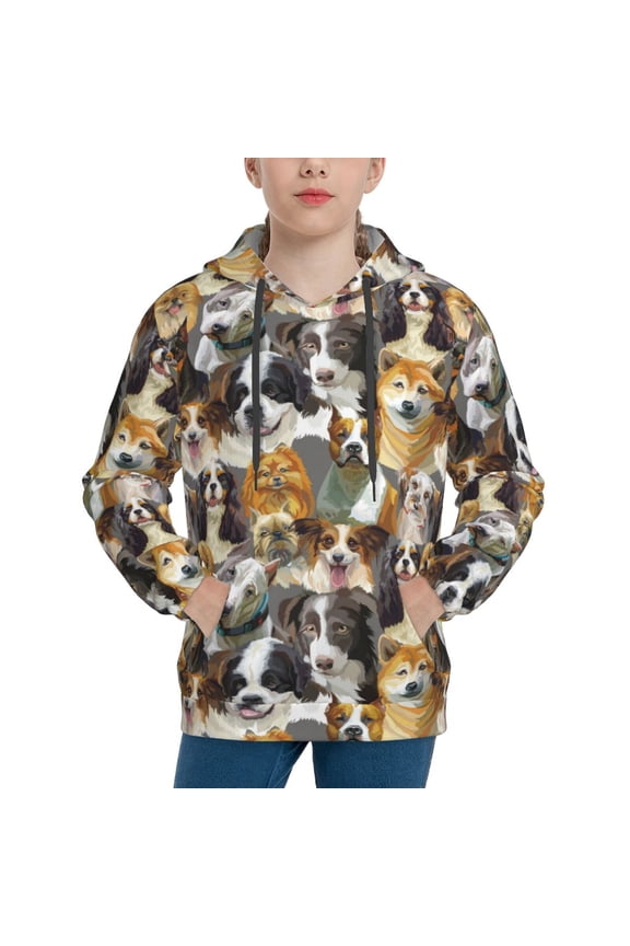 Hoodies for Teen Girls Boys - Cute dog J Warm Boys' Fashion Hoodies & Sweatshirts, Boys Girls Kids Clothes Size 7-8 Youth Pullover with Kangaroo Pocket