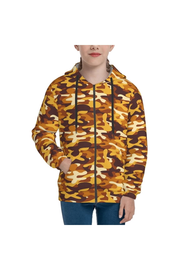 Hoodies for Teen Girls Boys - Desert Camouflage Warm Boys' Fashion Zip Up Hoodies & Sweatshirts, Boys Girls Kids Clothes Size 14-16 Youth Pullover with Kangaroo Pocket