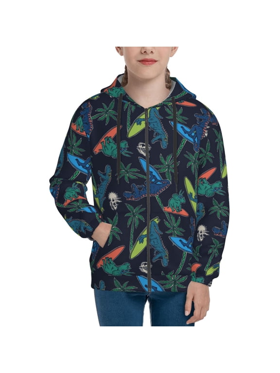 Hoodies for Teen Girls Boys - Dinosaur print J Warm Boys' Fashion Zip Up Hoodies & Sweatshirts, Boys Girls Kids Clothes Size 18-20 Youth Pullover with Kangaroo Pocket