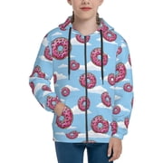 Hoodies for Teen Girls Boys - Donut Clouds Print Warm Boys Fashion Zip Up Hoodies & Sweatshirts, Boys Girls Kids Clothes Size 18-20 Youth Pullover with Kangaroo Pocket