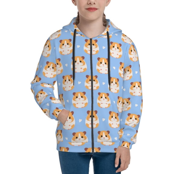 Hoodies for Teen Girls Boys - Elegant Cartoon Cute Hamster Warm Boys' Fashion Zip Up Hoodies & Sweatshirts, Boys Girls Kids Clothes Size 7-8 Youth Pullover with Kangaroo Pocket