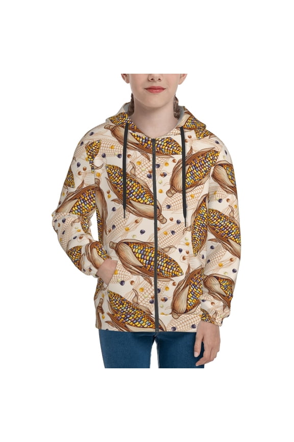 Hoodies for Teen Girls Boys - Indian corn print cute Warm Boys' Fashion Zip Up Hoodies & Sweatshirts, Boys Girls Kids Clothes Size 7-8 Youth Pullover with Kangaroo Pocket
