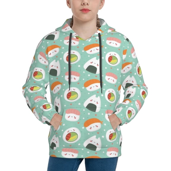Hoodies for Teen Girls Boys - Kawaii Sushi Warm Boys' Fashion Hoodies & Sweatshirts, Boys Girls Kids Clothes Size 14-16 Youth Pullover with Kangaroo Pocket