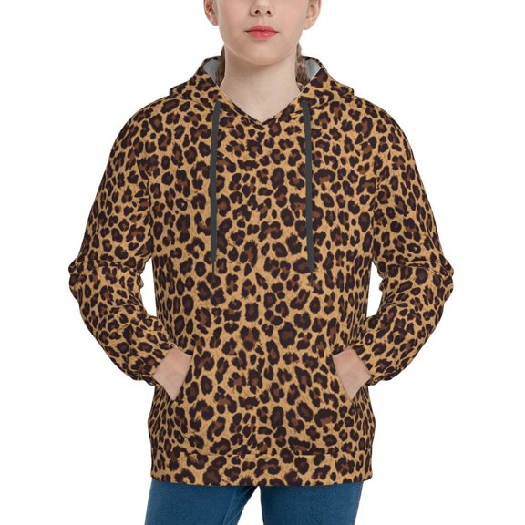 Hoodies for Teen Girls Boys - Leopard Print Warm Boys' Fashion Hoodies & Sweatshirts, Boys Girls Kids Clothes Size 14-16 Youth Pullover with Kangaroo Pocket