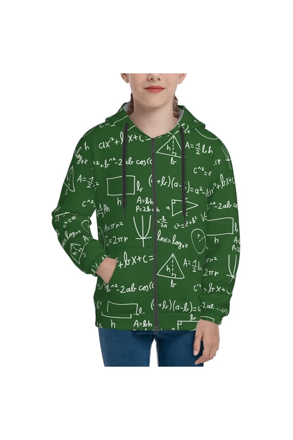 Hoodies for Teen Girls Boys - Math equation green Warm Boys' Fashion Zip Up Hoodies & Sweatshirts, Boys Girls Kids Clothes Size 14-16 Youth Pullover with Kangaroo Pocket