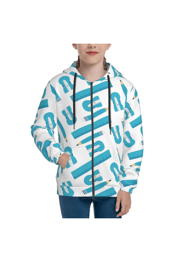 Hoodies for Teen Girls Boys - Math pencil Print blue Warm Boys' Fashion Zip Up Hoodies & Sweatshirts, Boys Girls Kids Clothes Size 10-12 Youth Pullover with Kangaroo Pocket