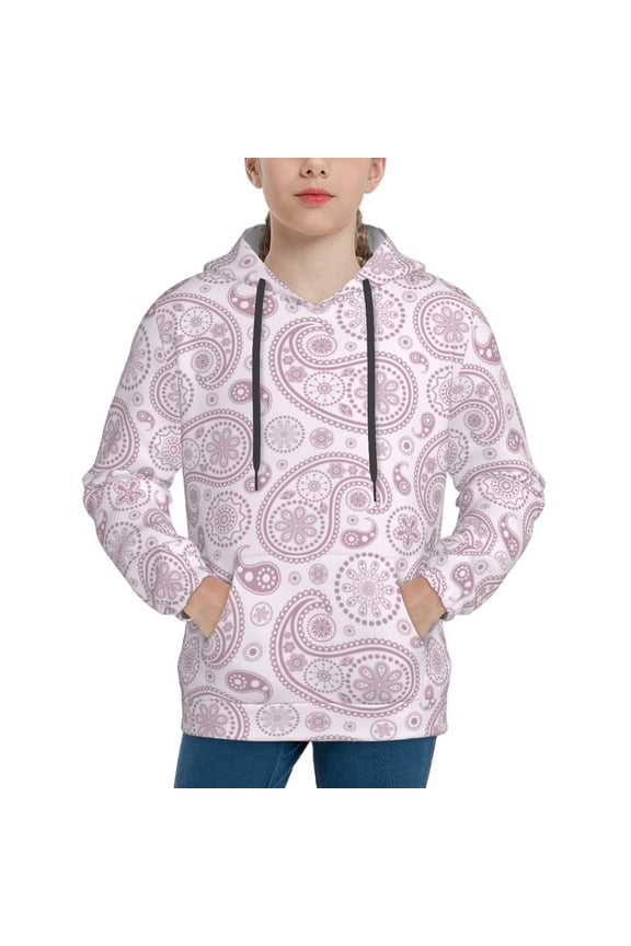 Hoodies for Teen Girls Boys - Mauve Paisley Warm Boys' Fashion Hoodies & Sweatshirts, Boys Girls Kids Clothes Size 10-12 Youth Pullover with Kangaroo Pocket