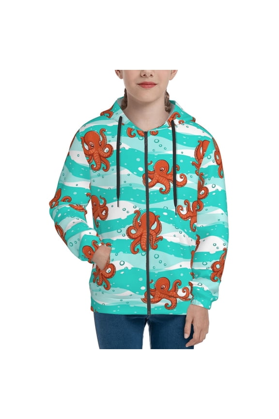 Hoodies for Teen Girls Boys - Octopuses Warm Boys' Fashion Zip Up Hoodies & Sweatshirts, Boys Girls Kids Clothes Size 18-20 Youth Pullover with Kangaroo Pocket