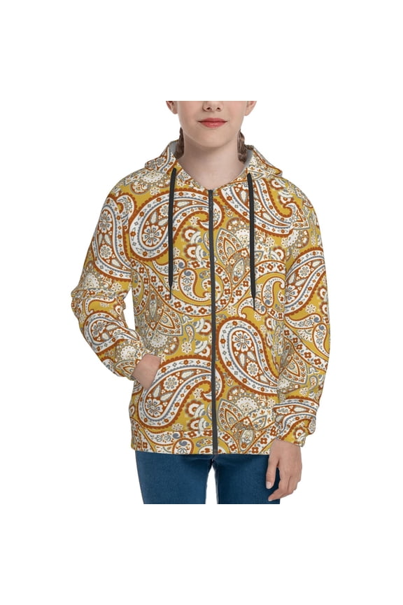 Hoodies for Teen Girls Boys - Paisley Pattern No.9088 Warm Boys' Fashion Zip Up Hoodies & Sweatshirts, Boys Girls Kids Clothes Size 18-20 Youth Pullover with Kangaroo Pocket