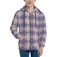 thumbnail image 1 of Hoodies for Teen Girls Boys - Purple Gingham Check Plaid Warm Boys' Fashion Zip Up Hoodies & Sweatshirts, Boys Girls Kids Clothes Size 10-12 Youth Pullover with Kangaroo Pocket, 1 of 5