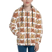 Hoodies for Teen Girls Boys - Sassy Cute Cartoon Cat Warm Boys Fashion Zip Up Hoodies & Sweatshirts, Boys Girls Kids Clothes Size 14-16 Youth Pullover with Kangaroo Pocket