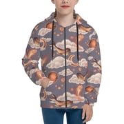Hoodies for Teen Girls Boys - Star moon clouds Whales texture Warm Boys Fashion Zip Up Hoodies & Sweatshirts, Boys Girls Kids Clothes Size 14-16 Youth Pullover with Kangaroo Pocket
