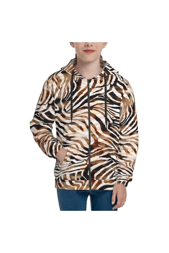 Hoodies for Teen Girls Boys - Watercolor Zebra Warm Boys' Fashion Zip Up Hoodies & Sweatshirts, Boys Girls Kids Clothes Size 10-12 Youth Pullover with Kangaroo Pocket