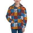 thumbnail image 1 of Hoodies for Teen Girls Boys - colorful plaid Dinosaur Warm Boys' Fashion Zip Up Hoodies & Sweatshirts, Boys Girls Kids Clothes Size 7-8 Youth Pullover with Kangaroo Pocket, 1 of 5