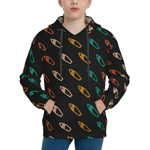 Hoodies for Teen Girls Boys - colorful surfboard Warm Boys' Fashion Hoodies & Sweatshirts, Boys Girls Kids Clothes Size 14-16 Youth Pullover with Kangaroo Pocket
