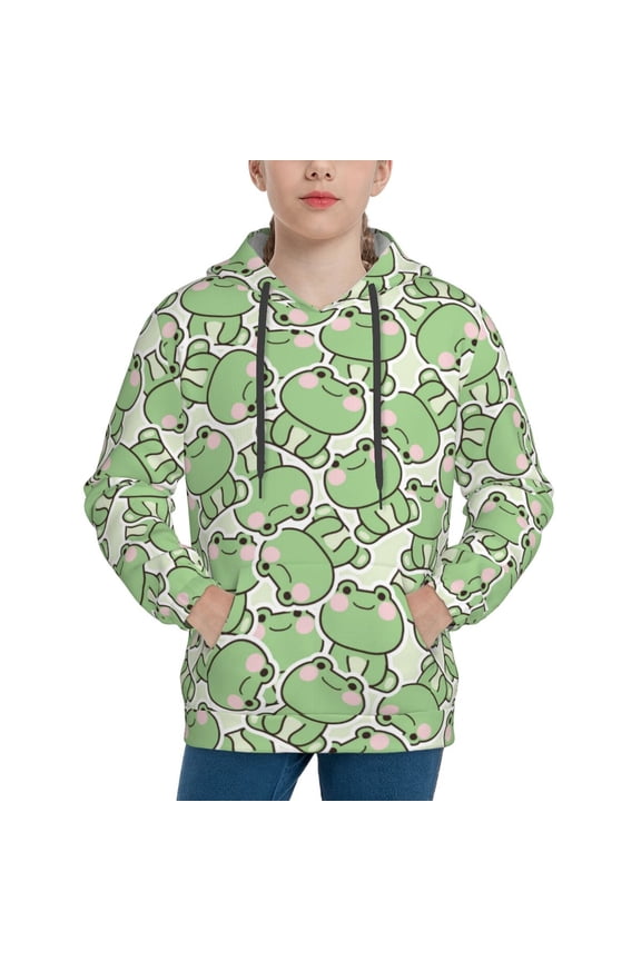 Hoodies for Teen Girls Boys - cute frog sitting pose funny Warm Boys' Fashion Hoodies & Sweatshirts, Boys Girls Kids Clothes Size 14-16 Youth Pullover with Kangaroo Pocket