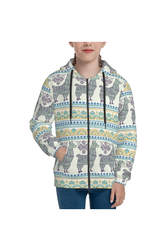 Hoodies for Teen Girls Boys - exotic cute Alpaca Llama Vintage Warm Boys' Fashion Zip Up Hoodies & Sweatshirts, Boys Girls Kids Clothes Size 18-20 Youth Pullover with Kangaroo Pocket