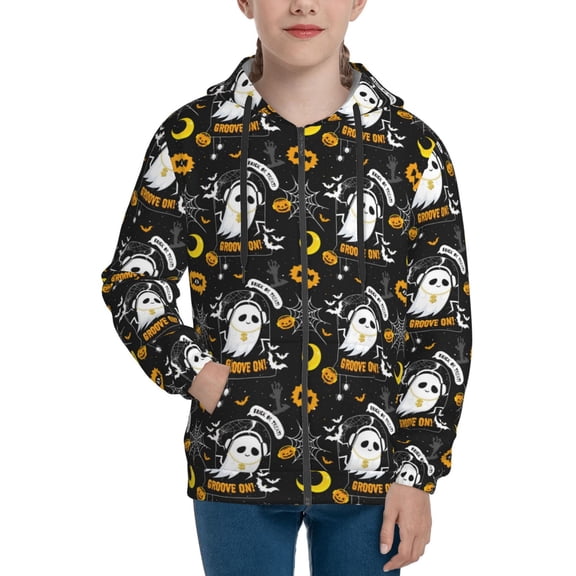 Hoodies for Teen Girls Boys - ghost_groove_pattern Warm Boys' Fashion Zip Up Hoodies & Sweatshirts, Boys Girls Kids Clothes Size 10-12 Youth Pullover with Kangaroo Pocket