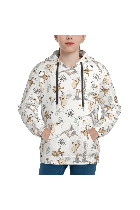 Hoodies for Teen Girls Boys - giraffe monkey Warm Boys' Fashion Hoodies & Sweatshirts, Boys Girls Kids Clothes Size 18-20 Youth Pullover with Kangaroo Pocket