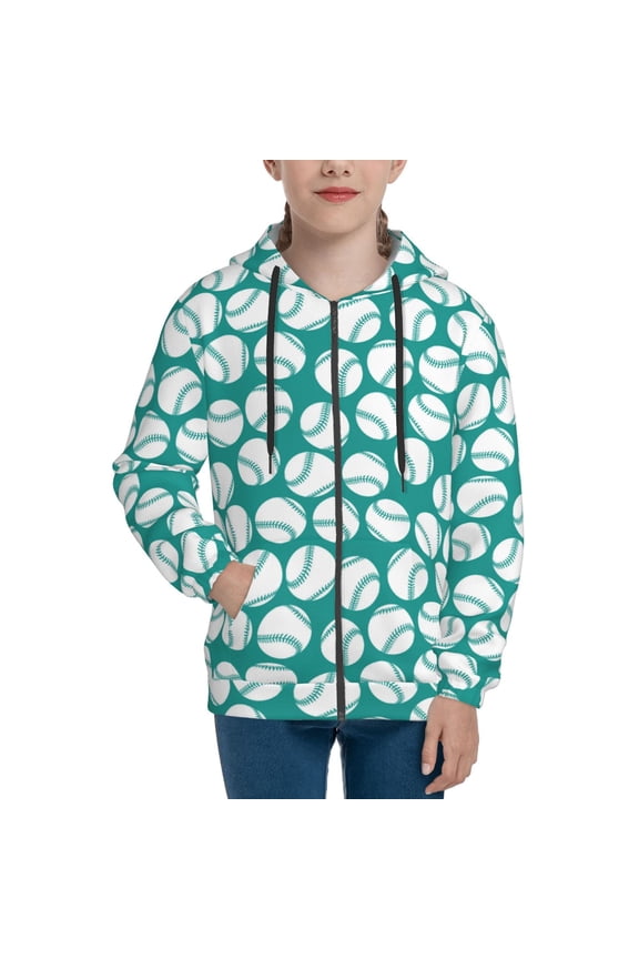Hoodies for Teen Girls Boys - green baseball Warm Boys' Fashion Zip Up Hoodies & Sweatshirts, Boys Girls Kids Clothes Size 14-16 Youth Pullover with Kangaroo Pocket