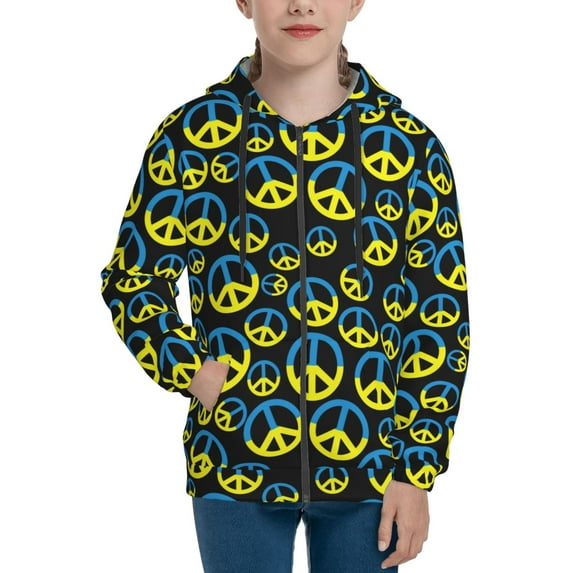 Hoodies for Teen Girls Boys - peace sign flag Warm Boys' Fashion Zip Up Hoodies & Sweatshirts, Boys Girls Kids Clothes Size 10-12 Youth Pullover with Kangaroo Pocket