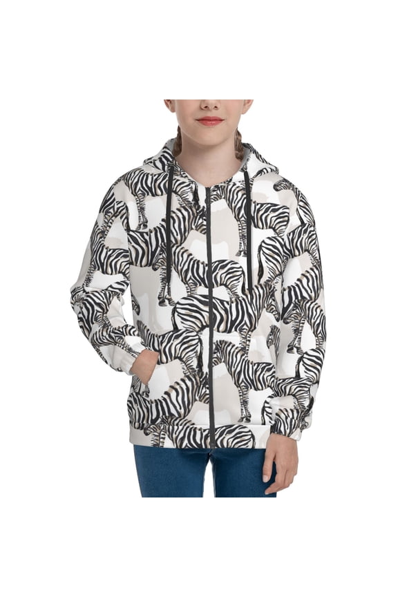 Hoodies for Teen Girls Boys - vintage zebra cool Warm Boys' Fashion Zip Up Hoodies & Sweatshirts, Boys Girls Kids Clothes Size 14-16 Youth Pullover with Kangaroo Pocket