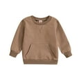 thumbnail image 1 of Hoodies for Teen Girls Trendy Crew Neck Long Sleeve Solid Pocket Lovely Colorful Loose Fitting Soft Durable Brown Crewneck Sweatshirt Sizes 18-24 Months, 1 of 6