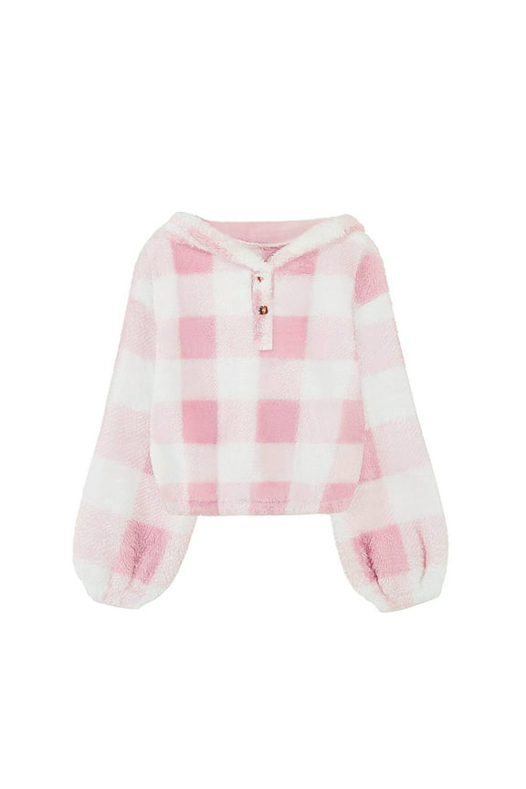 Hoodies for Teen Girls Y2K Cute Sweatshirts Preppy Double Sided Fleece Button Up Hoodies Sweatshirts Fashion Long Sleeve Shirts Trendy Girls Sweaters 10-12 Clothes Sudaderas Para NiñAs Pink 5 Years