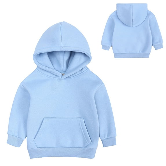 Hoodies For Teens Boys Toddler Boys Girls Pullover Fleece Sweatshirt Children Solid Plus Babies Hooded Color Top Coat Tops Sweatshirts Hoodies Size 10 12 14-16 Blue