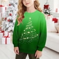 thumbnail image 1 of Hoodies for Teens Girls Children's Christmas Crewneck Sweatshirt, Kids Gradient Soft Fleece Long Sleeve Pullover Tops for Holiday Party School Casual Wear Green 5Y, 1 of 7