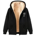 thumbnail image 1 of Hoodies Thickened with Fleece for Women Fashion Sweatshirts Fashionable Printed Fleece Hooded Sweatshirt Jacket Casual Long Sleeve Warm Fall Winter Outwear Black,M, 1 of 6